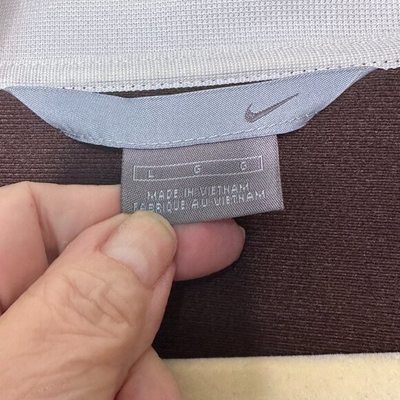 Vintage NIKE Track Warm Up Jacket Full Zip Brown With Trim Silver Tag Y2K L - Picture 3 of 8